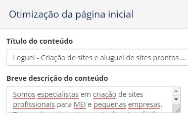 Como é feita a otimização dentro do painel de edição do site