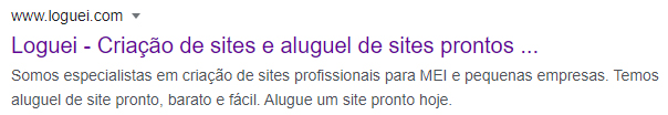 Resultado de pesquisa no google