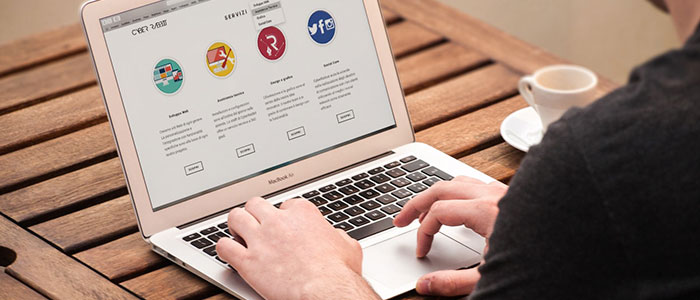 Pessoa vendo um site para MEI em um notebook